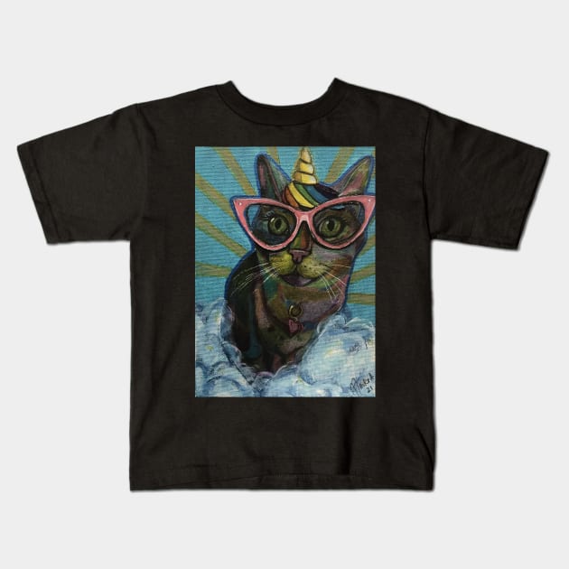 Cat-icorn vibes Kids T-Shirt by Artladyjen